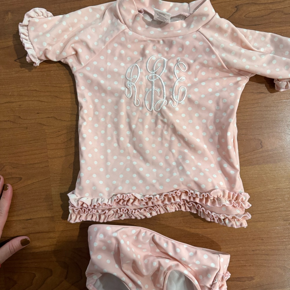 RBE monogram ruffle butt swimsuit